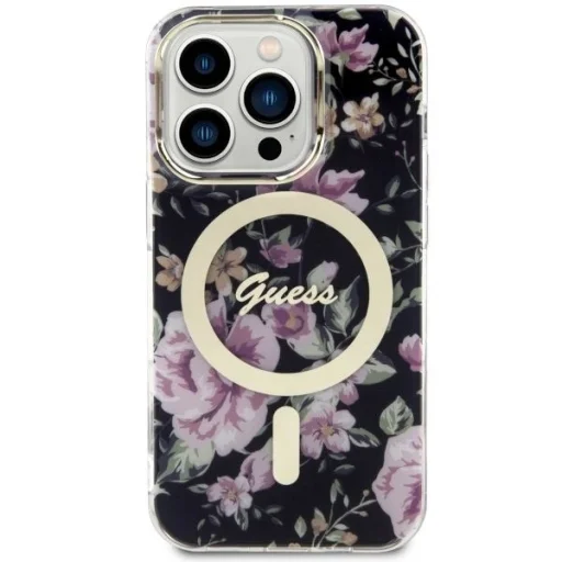 Guess GUHMP14LHCFWSK iPhone 14 Pro 6.1" fekete/fekete kemény tok Flower MagSafe - 3