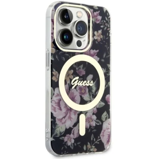 Guess GUHMP14LHCFWSK iPhone 14 Pro 6.1" fekete/fekete kemény tok Flower MagSafe - 4