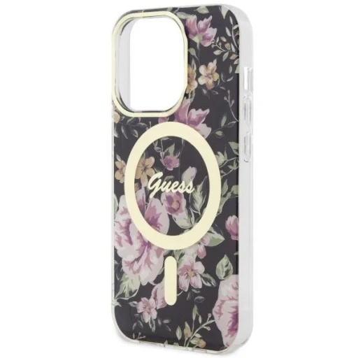 Guess GUHMP14LHCFWSK iPhone 14 Pro 6.1" fekete/fekete kemény tok Flower MagSafe - 6