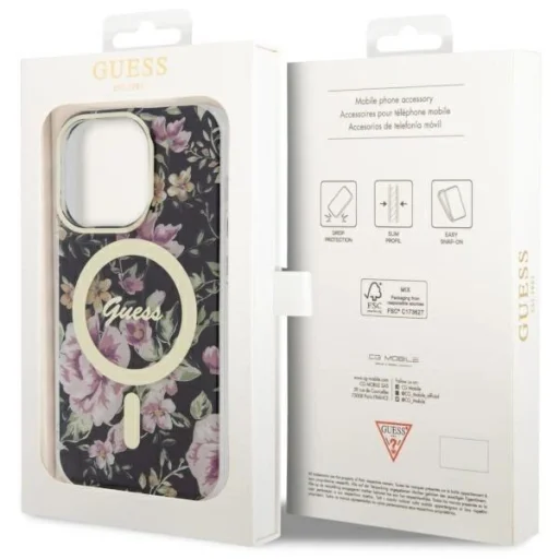 Guess GUHMP14LHCFWSK iPhone 14 Pro 6.1" fekete/fekete kemény tok Flower MagSafe - 8