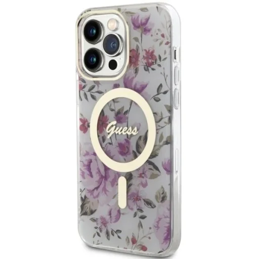 Guess GUHMP14LHCFWST iPhone 14 Pro 6.1" átlátszó keménytok virágos MagSafe - 2