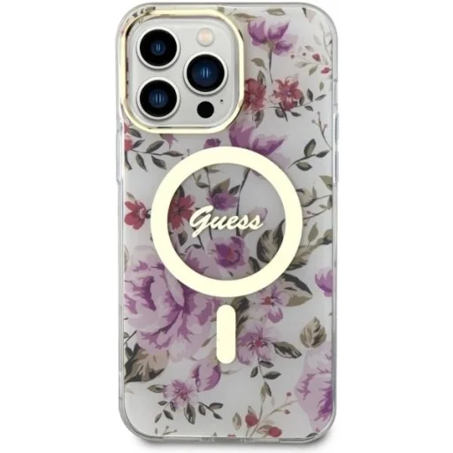 Guess GUHMP14LHCFWST iPhone 14 Pro 6.1" átlátszó keménytok virágos MagSafe - 3