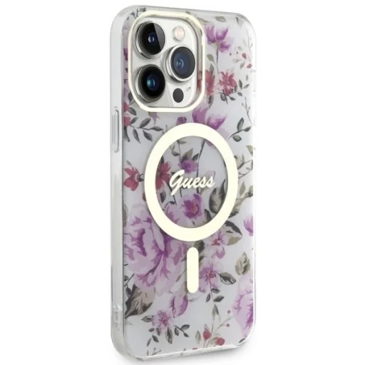 Guess GUHMP14LHCFWST iPhone 14 Pro 6.1" átlátszó keménytok virágos MagSafe - 4