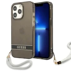 Guess GUHCP13LHTSGSK iPhone 13 Pro / 13 6.1" fekete/fekete tok Translucent Stap