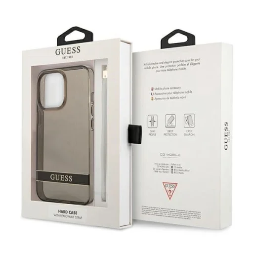 Guess GUHCP13LHTSGSK iPhone 13 Pro / 13 6.1" fekete/fekete tok Translucent Stap - 8