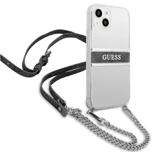 Guess GUHCP13SKC4GBSI iPhone 13 mini 5.4" Átlátszó tok 4G Szürke Pánt Ezüst Lánc - 4
