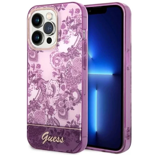 Guess Porcelain Collection tok iPhone 14 Pro Max - fukszia - 1