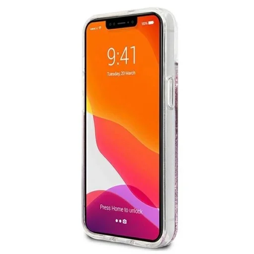 Guess GUHCP13SLGPEPI iPhone 13 mini 5.4" pink/pink keménytok Peony Liquid Glitter tok - 5