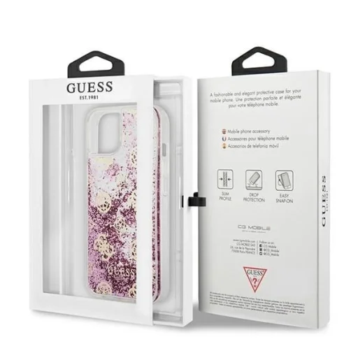 Guess GUHCP13SLGPEPI iPhone 13 mini 5.4" pink/pink keménytok Peony Liquid Glitter tok - 8