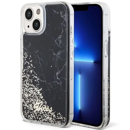 Guess Liquid Glitter Marble tok iPhone 14 - fekete - 1