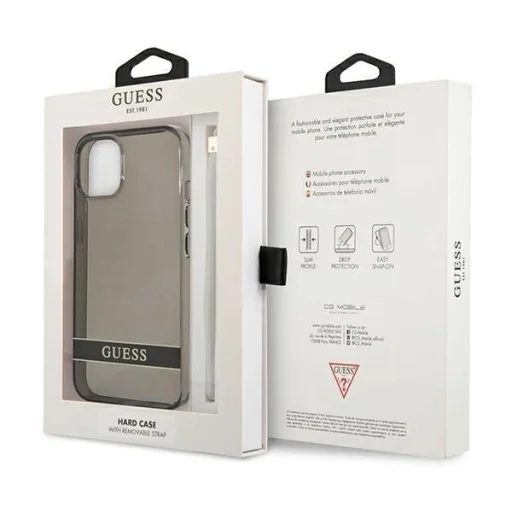 Guess GUHCP13SHTSGSK iPhone 13 mini 5.4" fekete/fekete keménytok Átlátszó Pánt - 8