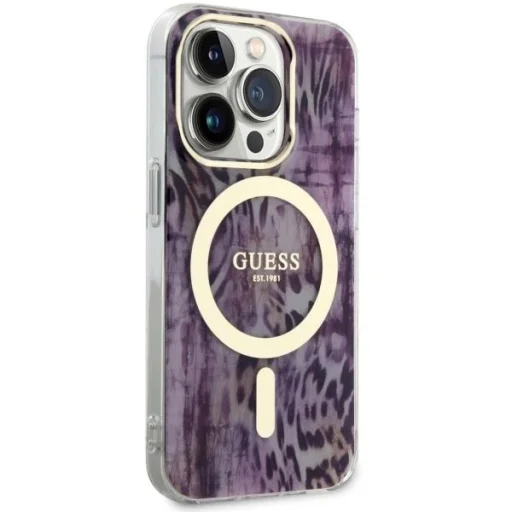 Guess GUHMP14LHLEOPWP iPhone 14 Pro 6.1" rózsaszín/ rózsaszín kemény hátlap Leopard MagSafe tok - 4