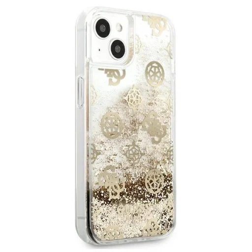 Guess GUHCP13SLGPEGO iPhone 13 mini 5.4" arany/arany keménytok Peony Liquid Glitter - 5