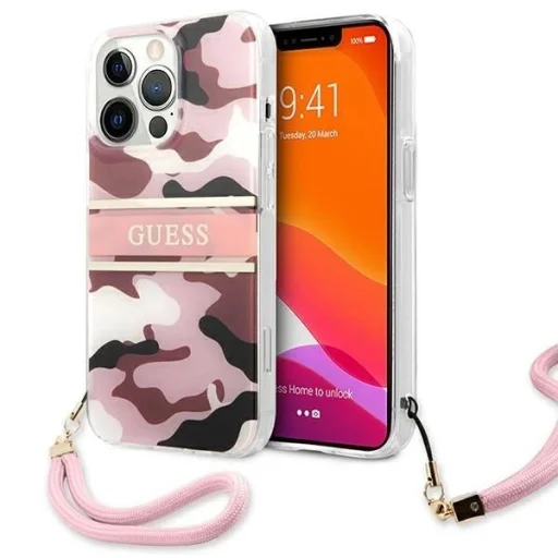 Guess GUHCP13XKCABPI iPhone 13 Pro Max 6.7" pink/pink merev tok Camo Strap Collection - 1