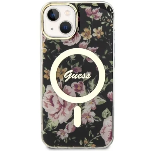 Guess GUHMP14MHCFWSK iPhone 14 Plus 6.7" fekete/fekete keménytok Flower MagSafe tok - 3