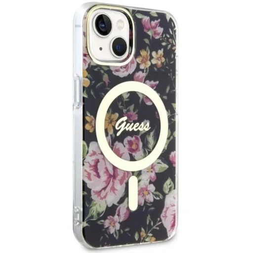 Guess GUHMP14MHCFWSK iPhone 14 Plus 6.7" fekete/fekete keménytok Flower MagSafe tok - 4
