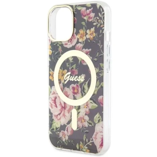 Guess GUHMP14MHCFWSK iPhone 14 Plus 6.7" fekete/fekete keménytok Flower MagSafe tok - 6