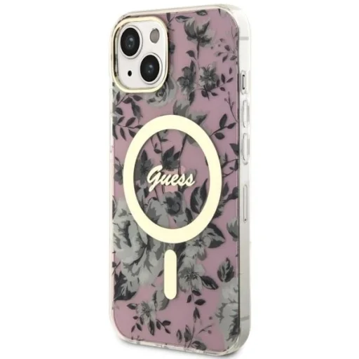 Guess GUHMP14MHCFWSP iPhone 14 Plus 6.7" pink/pink kemény tok Flower MagSafe - 2