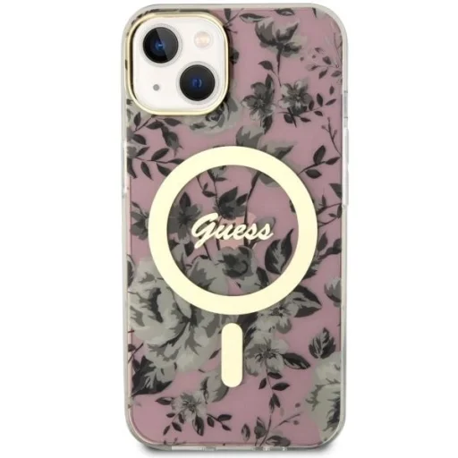 Guess GUHMP14MHCFWSP iPhone 14 Plus 6.7" pink/pink kemény tok Flower MagSafe - 3