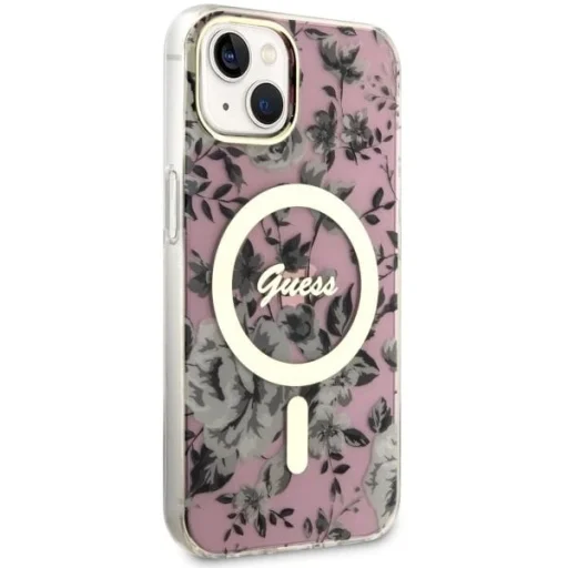 Guess GUHMP14MHCFWSP iPhone 14 Plus 6.7" pink/pink kemény tok Flower MagSafe - 4