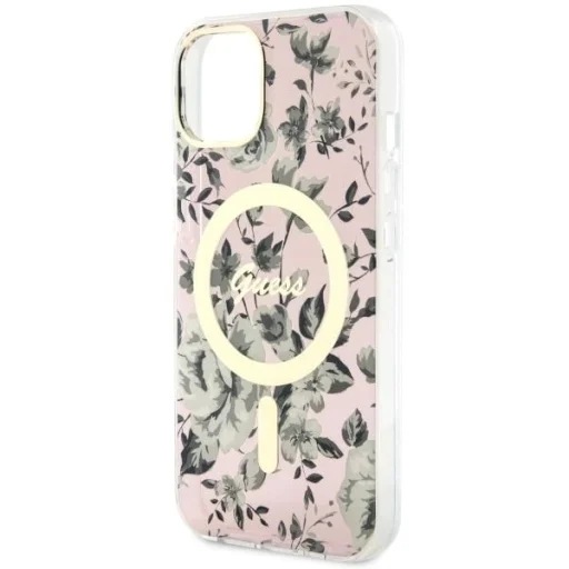 Guess GUHMP14MHCFWSP iPhone 14 Plus 6.7" pink/pink kemény tok Flower MagSafe - 6
