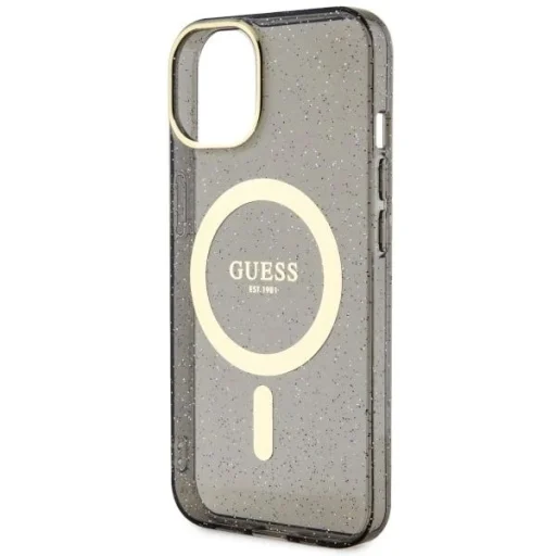 Guess GUHMP14MHCMCGK iPhone 14 Plus 6.7" fekete/fekete kemény tok Glitter Gold MagSafe tok - 6