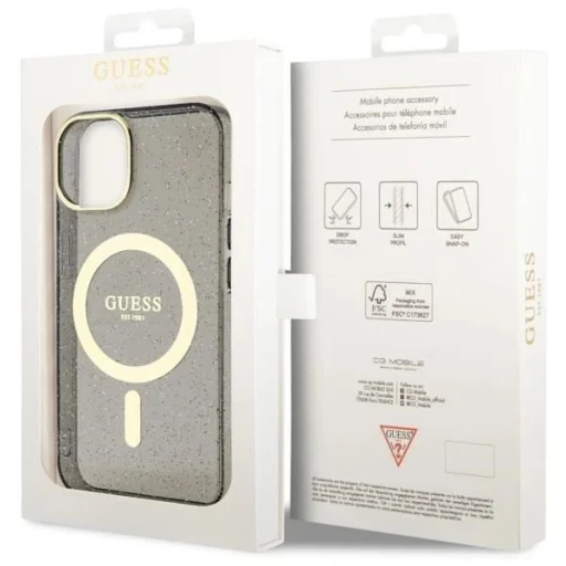 Guess Glitter Gold MagSafe tok iPhone 14 - fekete - 8