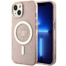 Guess GUHMP14MHCMCGP iPhone 14 Plus 6.7" rózsaszín/rózsaszín kemény tok Glitter Gold MagSafe tok