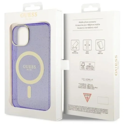 Guess Glitter Gold MagSafe tok iPhone 14 - lila - 8