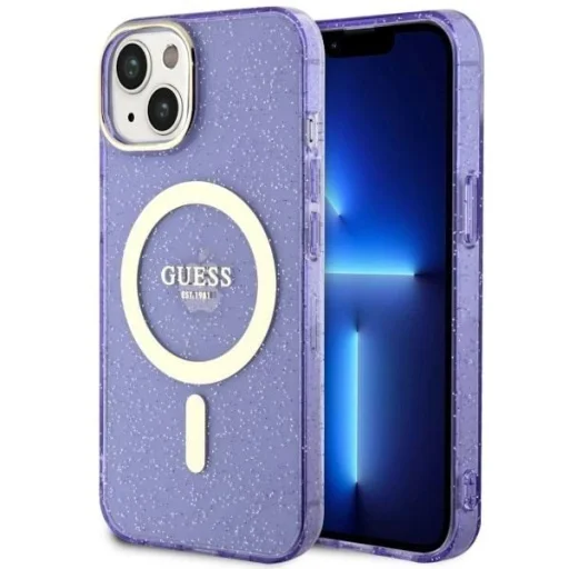 Guess Glitter Gold MagSafe tok iPhone 14 - lila - 1