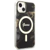 Guess GUHMP14MHTMRSK iPhone 14 Plus 6.7" fekete/fekete kemény tok Golden Marble MagSafe tok thumbnail