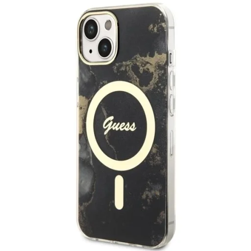 Guess GUHMP14MHTMRSK iPhone 14 Plus 6.7" fekete/fekete kemény tok Golden Marble MagSafe tok - 2
