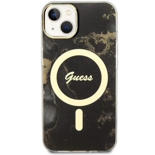 Guess GUHMP14MHTMRSK iPhone 14 Plus 6.7" fekete/fekete kemény tok Golden Marble MagSafe tok - 3