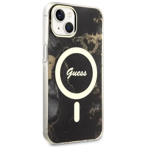 Guess GUHMP14MHTMRSK iPhone 14 Plus 6.7" fekete/fekete kemény tok Golden Marble MagSafe tok - 4
