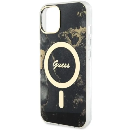 Guess GUHMP14MHTMRSK iPhone 14 Plus 6.7" fekete/fekete kemény tok Golden Marble MagSafe tok - 6