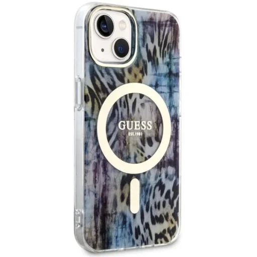 Guess Leopard MagSafe tok iPhone 14-hez - kék - 4
