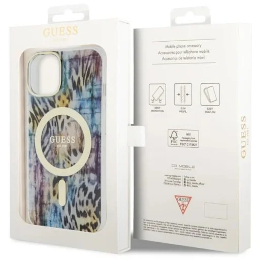 Guess Leopard MagSafe tok iPhone 14-hez - kék - 8