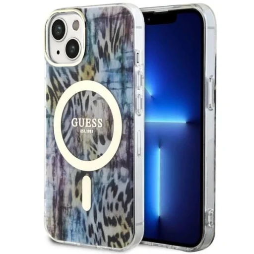 Guess Leopard MagSafe tok iPhone 14-hez - kék - 1