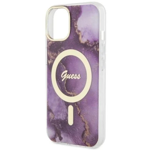 Guess GUHMP14SHTMRSU iPhone 14 6.1" lila/lila keménytok Arany Márvány MagSafe tok - 6