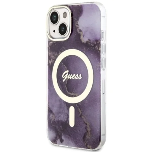 Guess GUHMP14SHTMRSU iPhone 14 6.1" lila/lila keménytok Arany Márvány MagSafe tok - 2