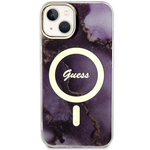 Guess GUHMP14SHTMRSU iPhone 14 6.1" lila/lila keménytok Arany Márvány MagSafe tok - 3
