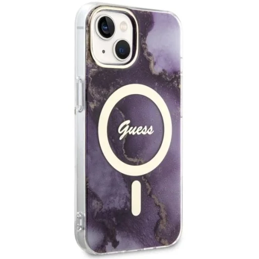 Guess GUHMP14SHTMRSU iPhone 14 6.1" lila/lila keménytok Arany Márvány MagSafe tok - 4