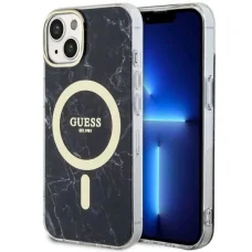 Guess GUHMP14MPCUMAK iPhone 14 Plus 6.7" fekete/fekete kemény tok Marble MagSafe tok