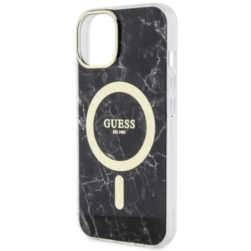 Guess GUHMP14MPCUMAK iPhone 14 Plus 6.7" fekete/fekete kemény tok Marble MagSafe tok - 6