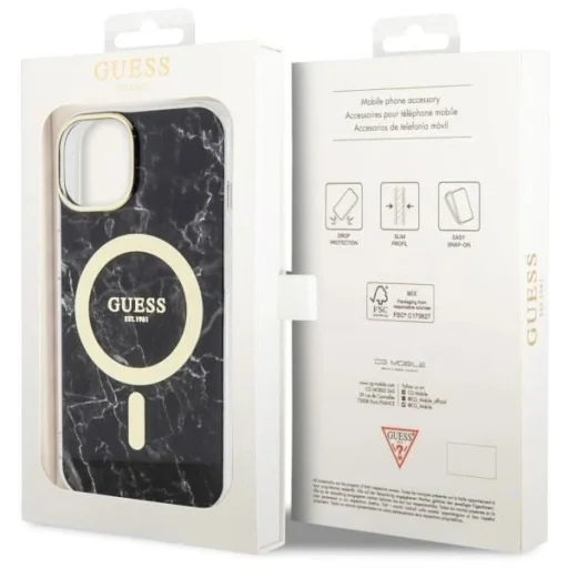 Guess GUHMP14MPCUMAK iPhone 14 Plus 6.7" fekete/fekete kemény tok Marble MagSafe tok - 8