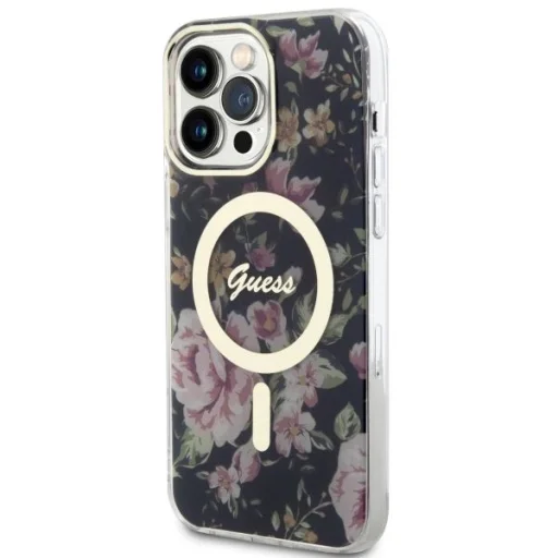 Guess GUHMP14XHCFWSK iPhone 14 Pro Max 6.7" fekete/fekete kemény tok Flower MagSafe - 2