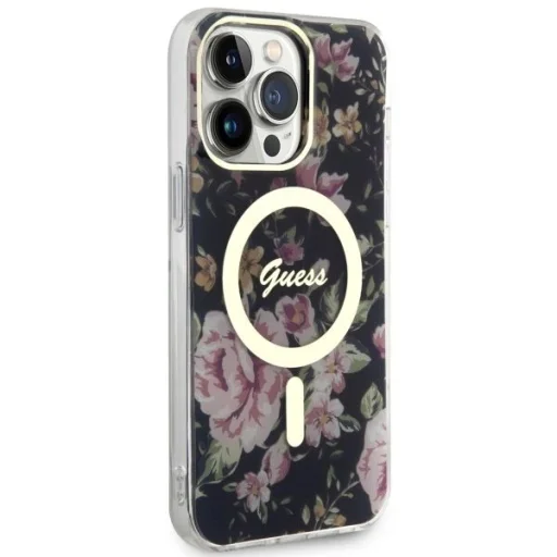 Guess GUHMP14XHCFWSK iPhone 14 Pro Max 6.7" fekete/fekete kemény tok Flower MagSafe - 4