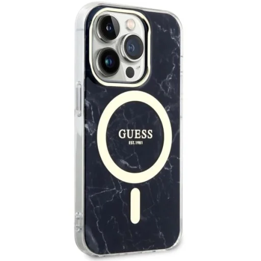 Guess GUHMP14LPCUMAK iPhone 14 Pro 6.1" fekete/fekete keménytok Márvány MagSafe tok - 4