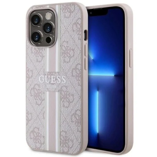 Guess GUHMP13LP4RPSP iPhone 13 Pro / 13 6.1" pink/pink telefontok 4G Printed Stripes MagSafe tok - 1