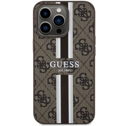 Guess GUHMP13LP4RPSW iPhone 13 Pro / 13 6.1" barna/barna telefontok 4G Printed Stripes MagSafe tok - 3